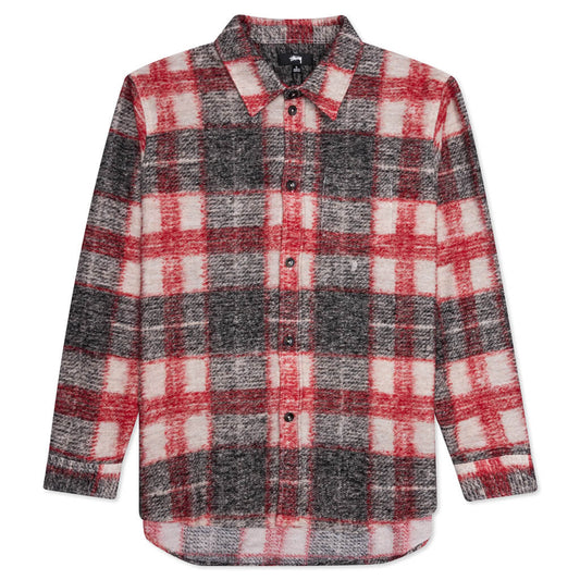 Plaid Knit Shirt - Red