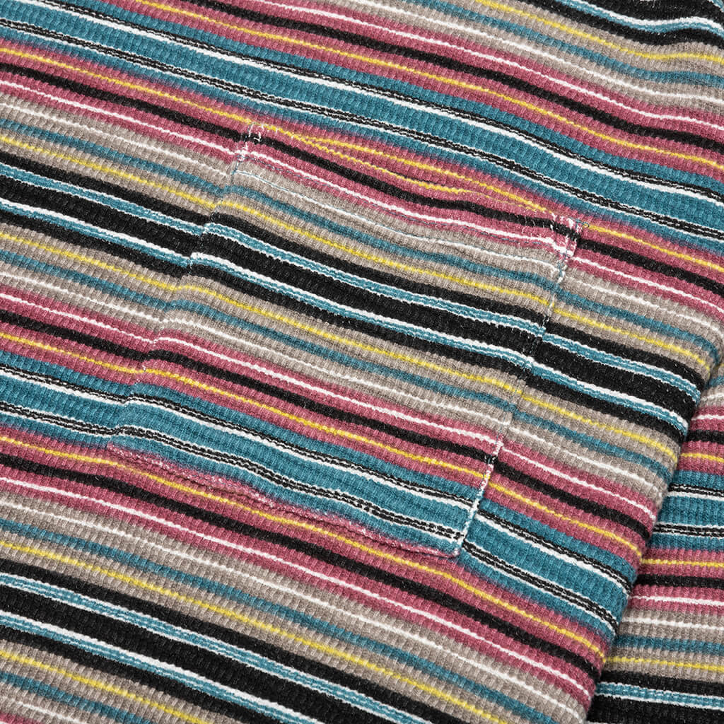 Printed Multi Stripe L/S Crew - Khaki