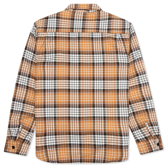 Quilted Lined Plaid Shirt - Copper