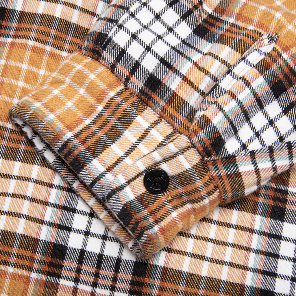 Quilted Lined Plaid Shirt - Copper