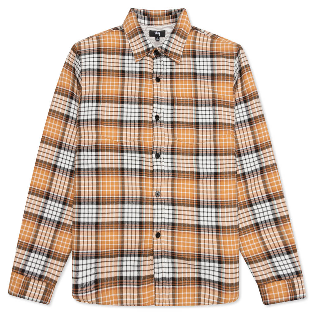 Quilted Lined Plaid Shirt - Copper
