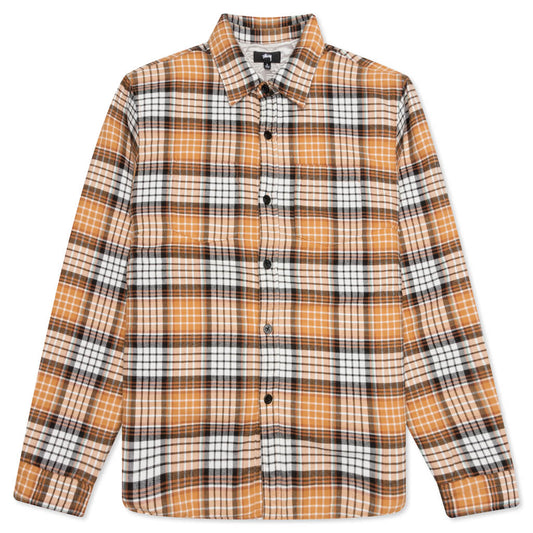 Quilted Lined Plaid Shirt - Copper