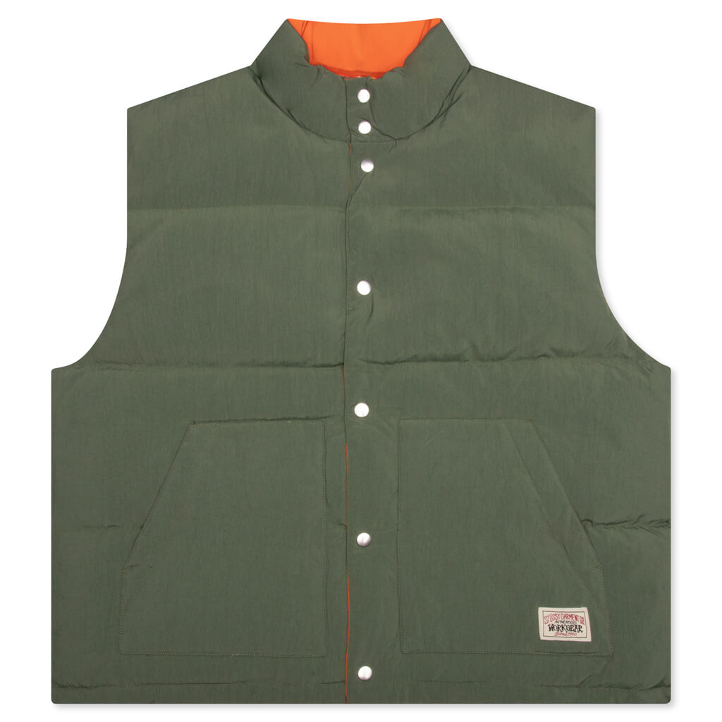 Reverse Down Workgear Vest - Olive