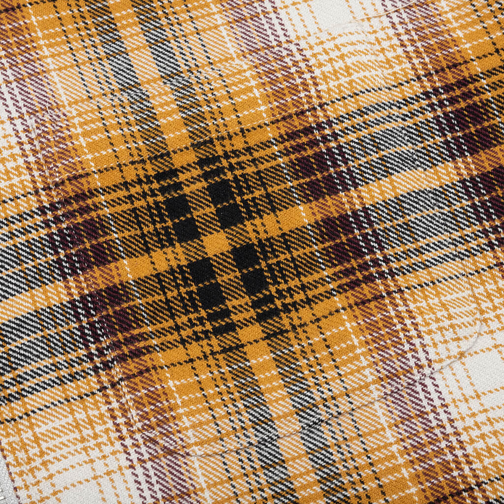 Shadow Plaid Zip L/S Shirt - Mustard