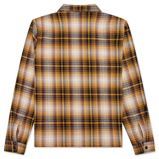 Shadow Plaid Zip L/S Shirt - Mustard