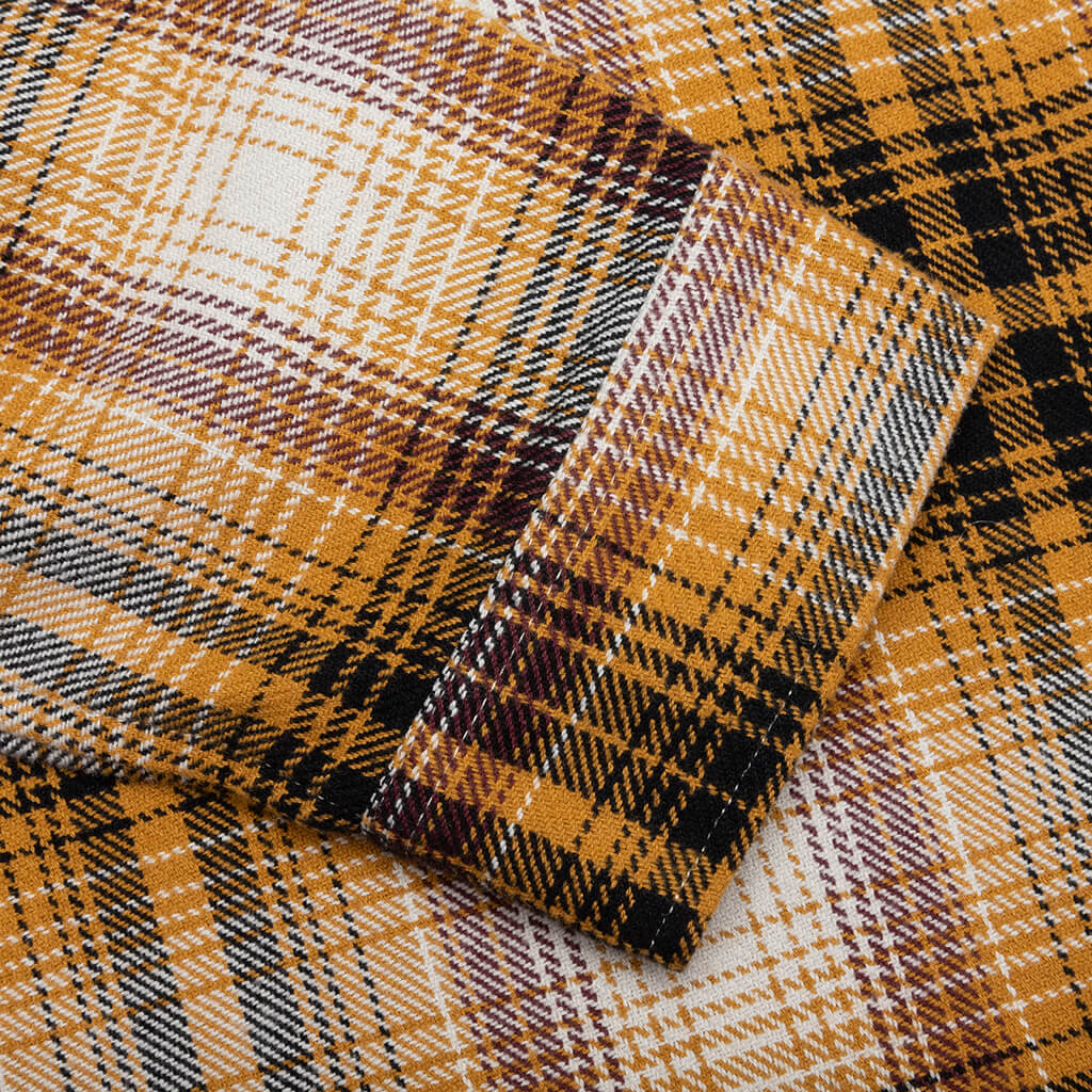 Shadow Plaid Zip L/S Shirt - Mustard