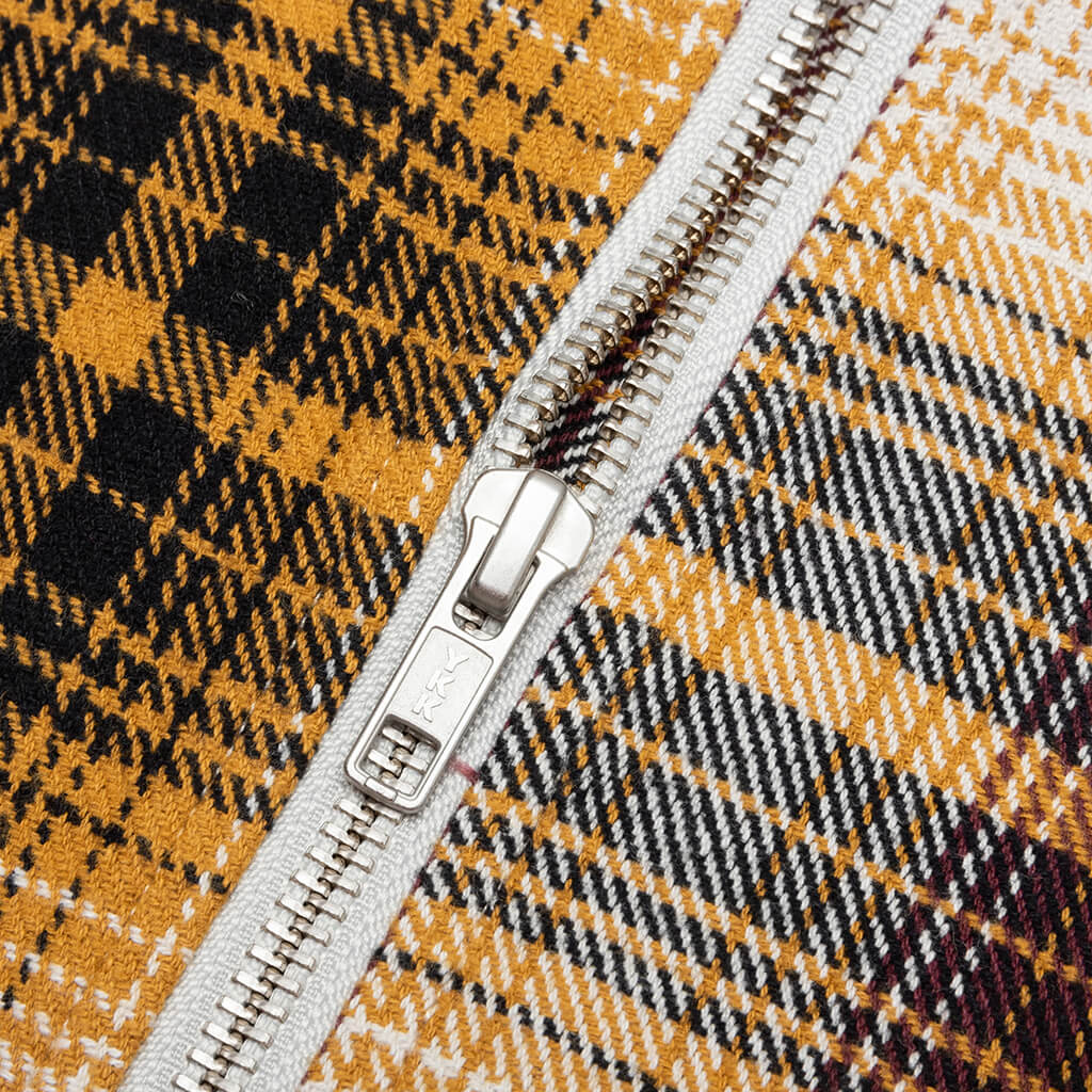 Shadow Plaid Zip L/S Shirt - Mustard