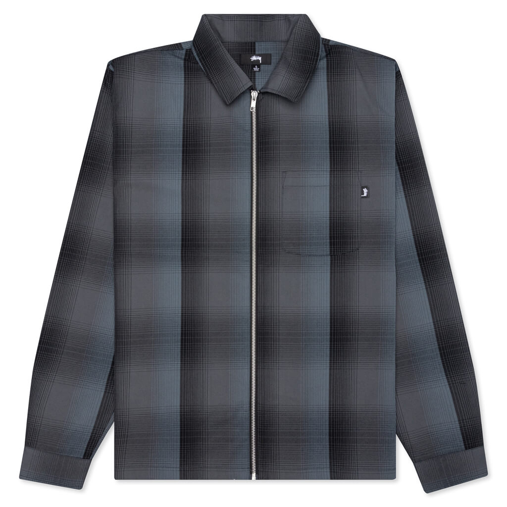 Shadow Plaid Zip Shirt - Charcoal