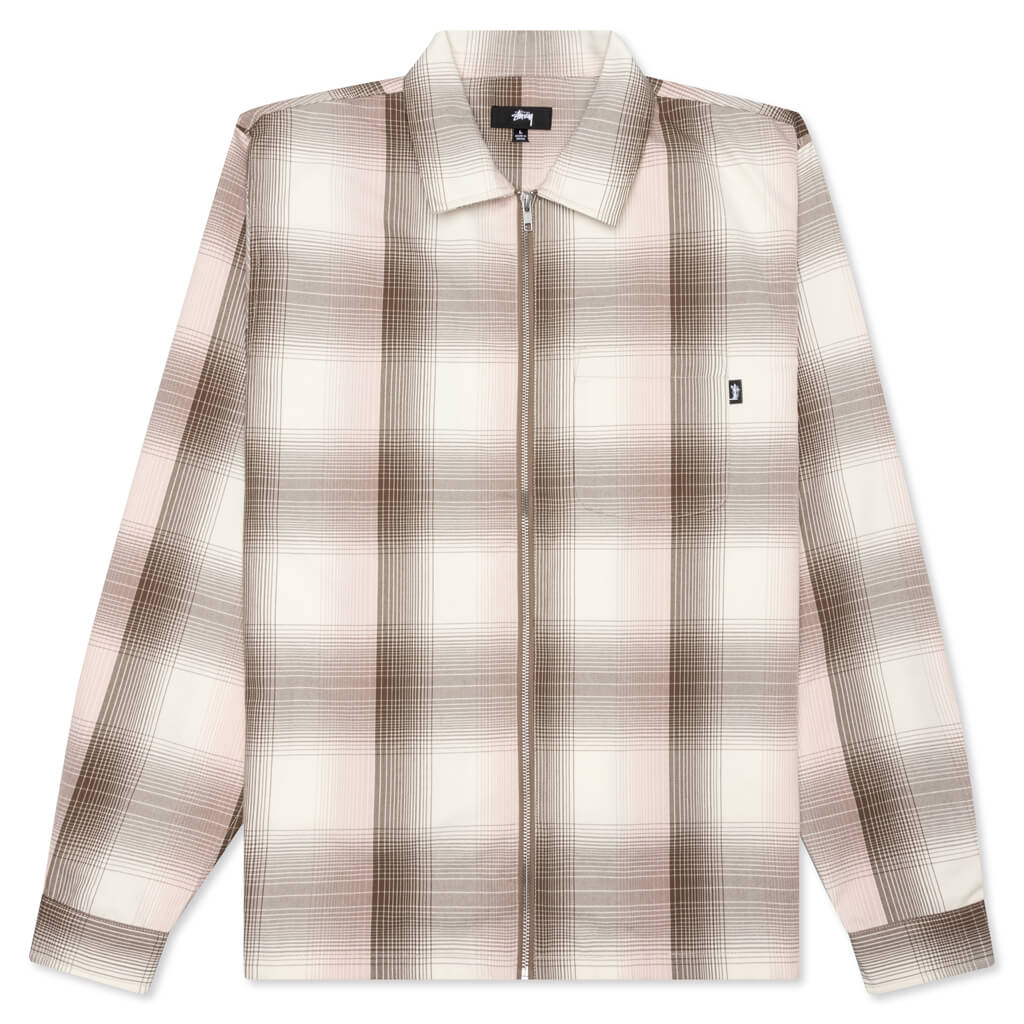 Shadow Plaid Zip Shirt - Natural