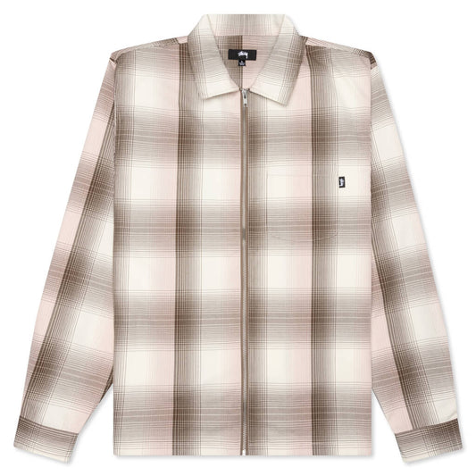 Shadow Plaid Zip Shirt - Natural