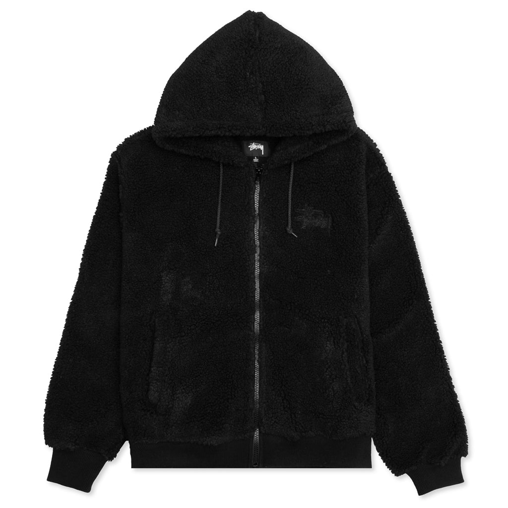 Sherpa Zip Hoodie - Black