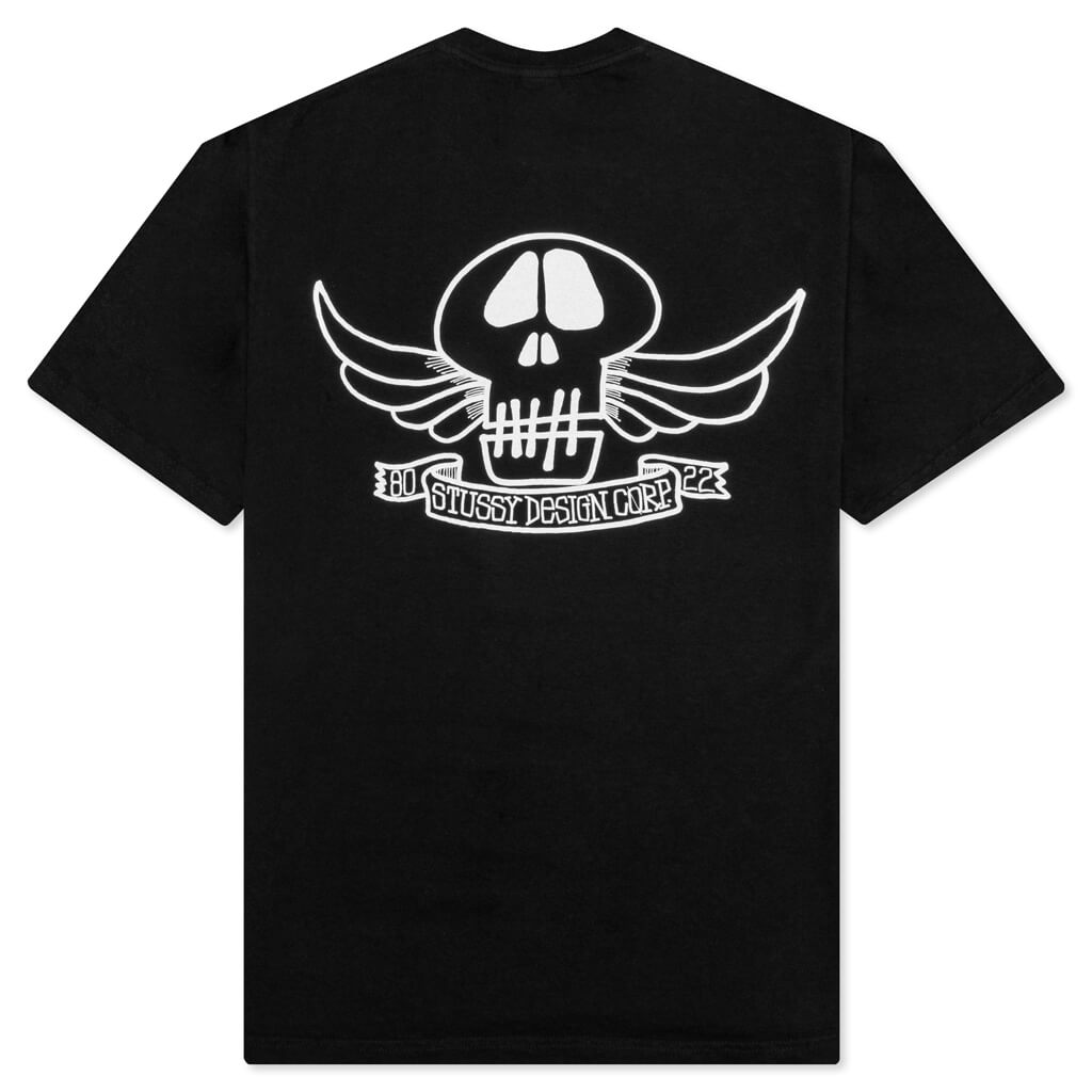 Skull Wings Dyed Tee - Black