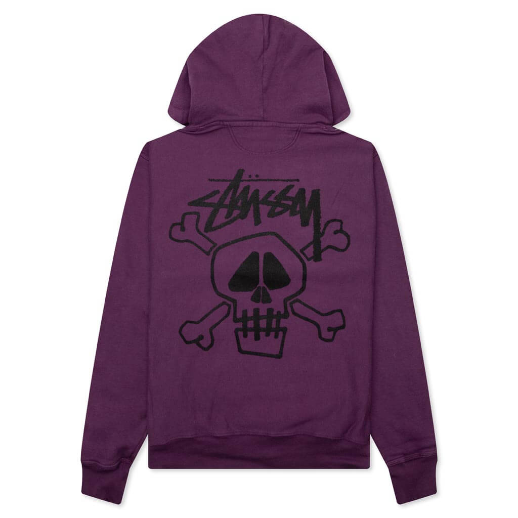Skull & Bones Pigment Dyed Hoodie - Purple