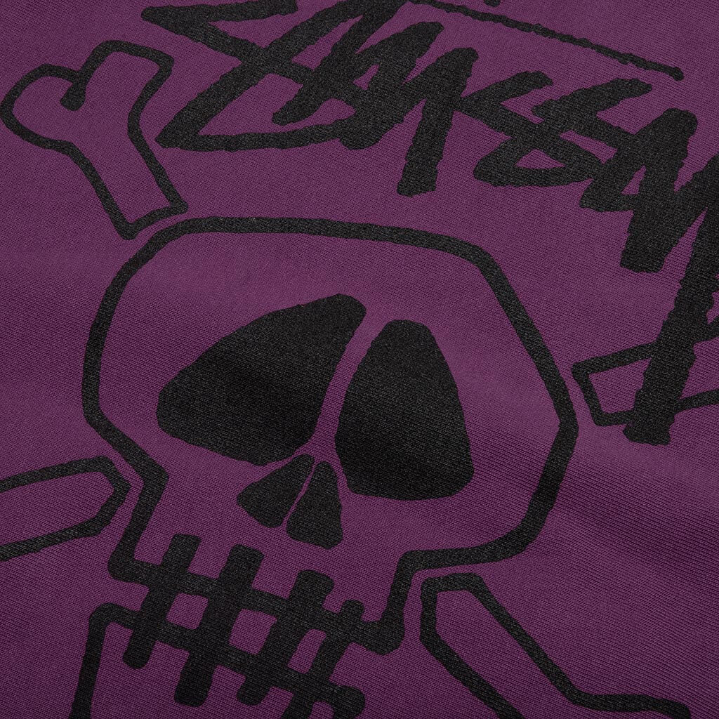Skull & Bones Pigment Dyed Hoodie - Purple
