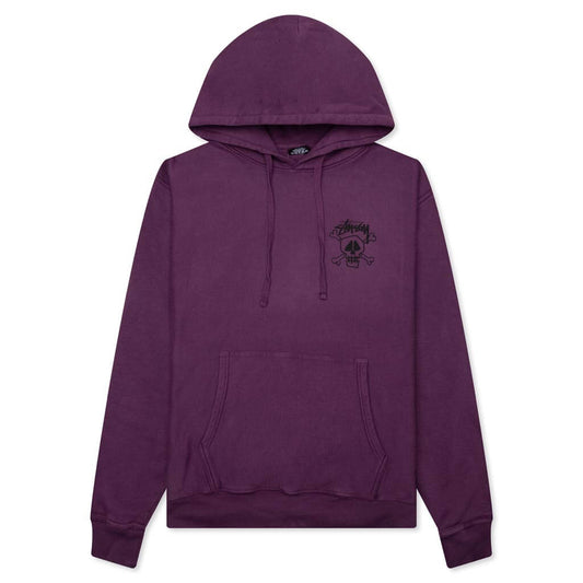 Skull & Bones Pigment Dyed Hoodie - Purple