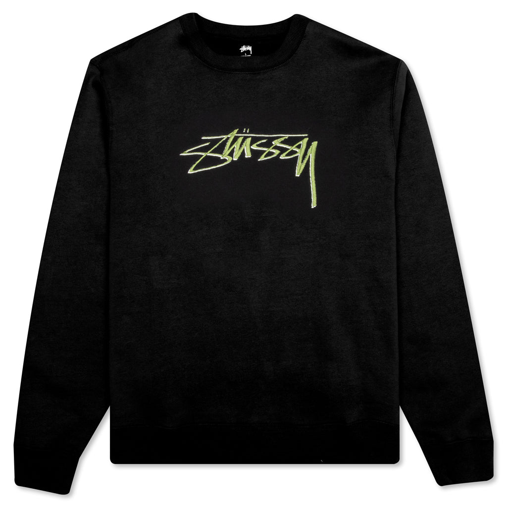 Smooth Stock Embroidered Crew - Black