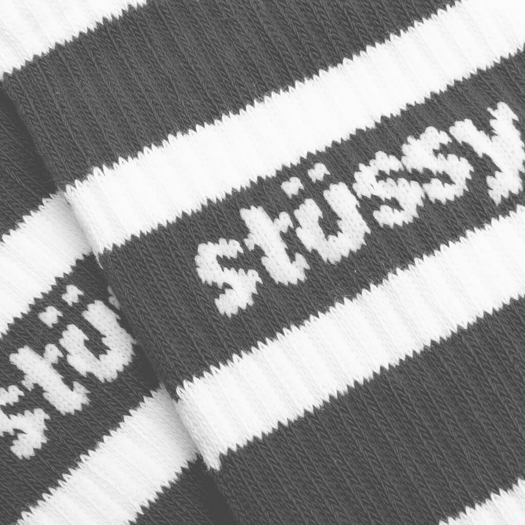 Stripe Crew Socks - White/Grey