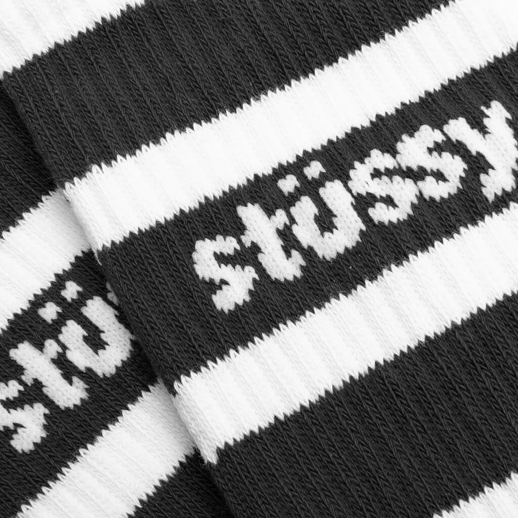 Stripe Crew Socks - White/Black