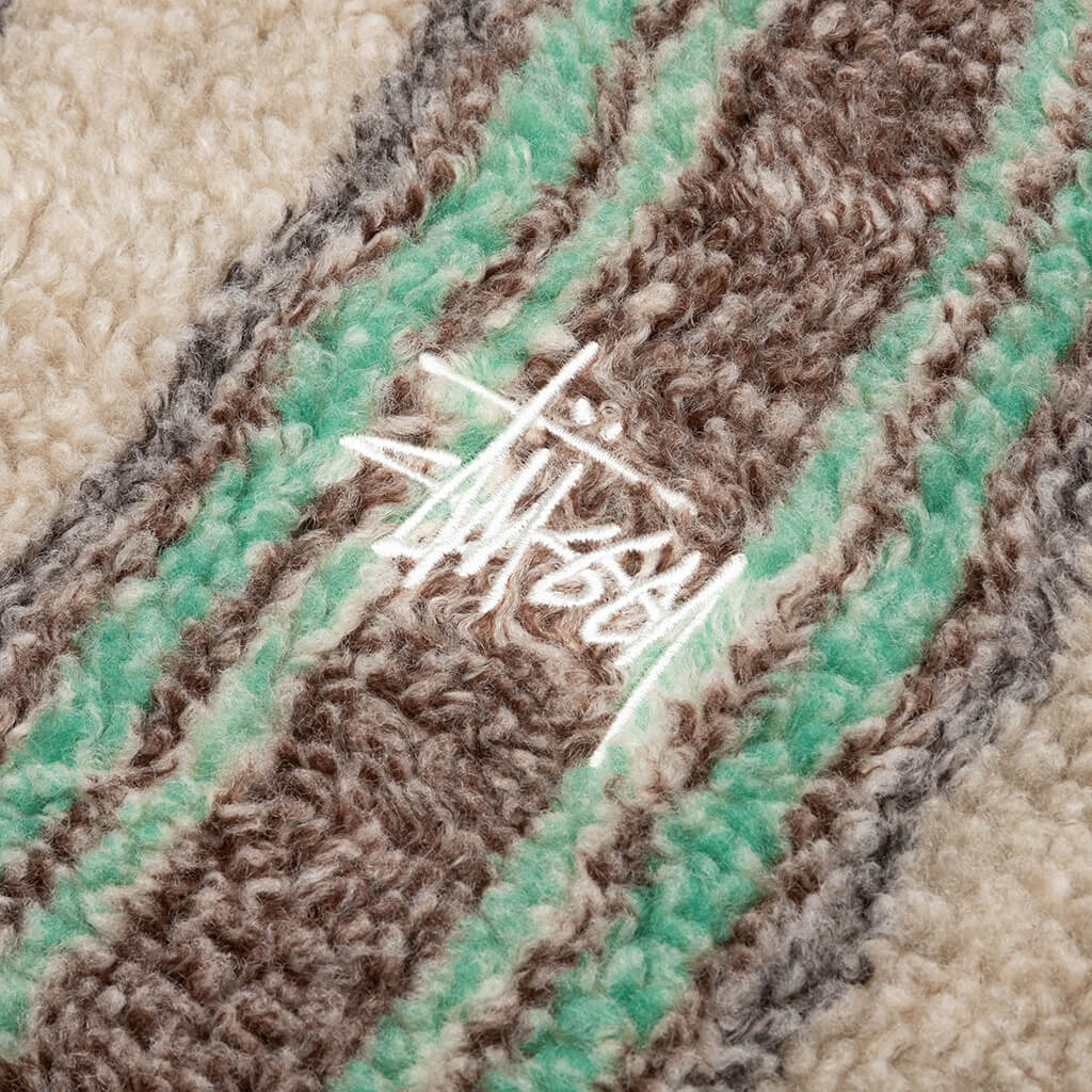 Stripe Sherpa Hoodie - Tan