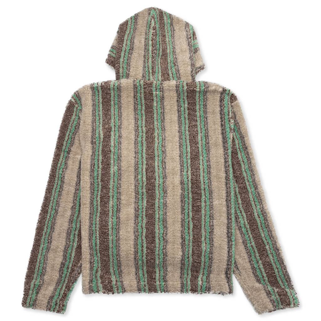 Stripe Sherpa Hoodie - Tan