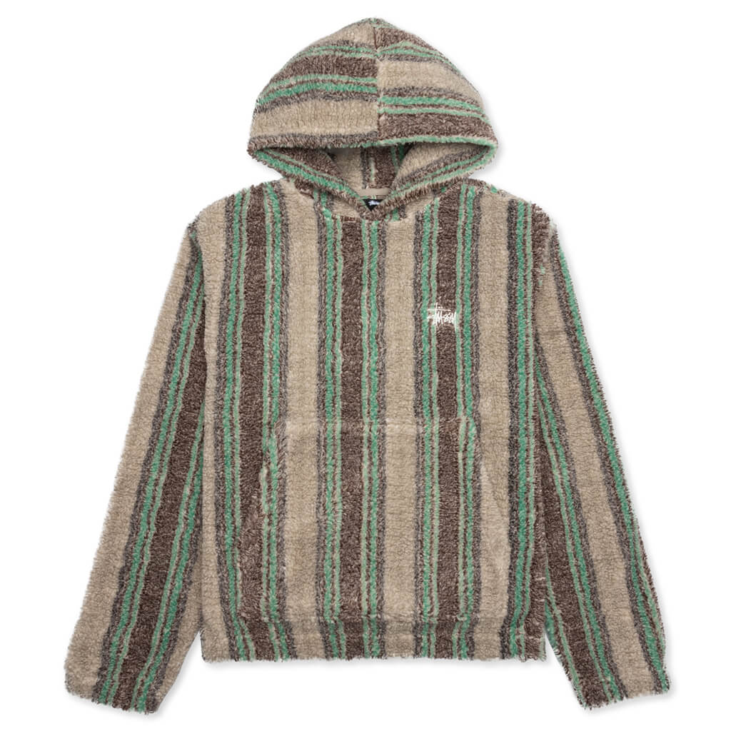 Stripe Sherpa Hoodie - Tan