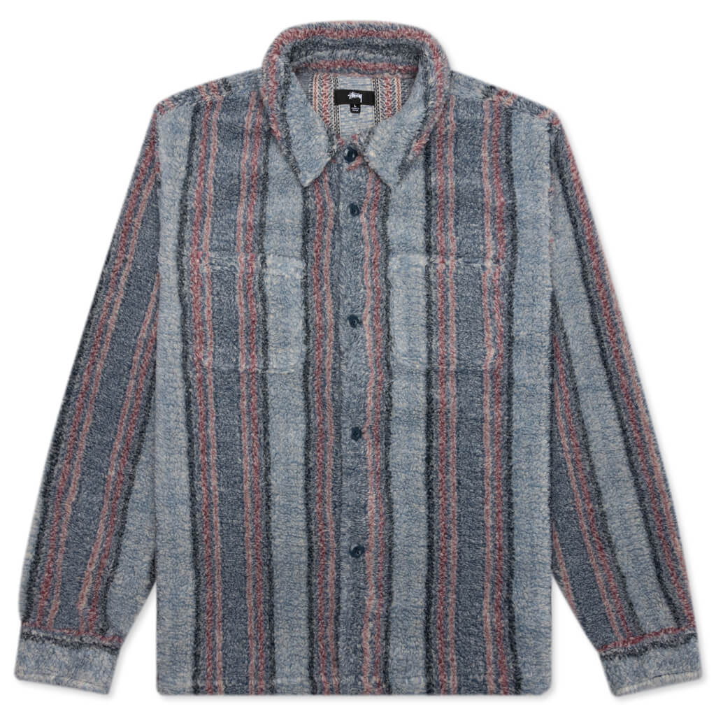 Stripe Sherpa Shirt - Blue