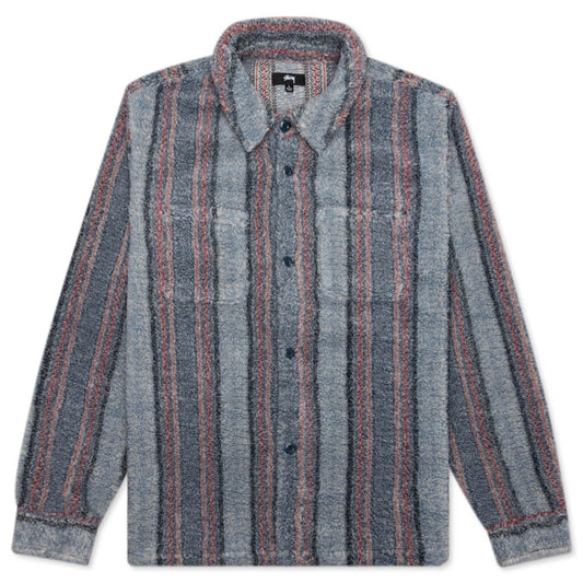 Stripe Sherpa Shirt - Blue