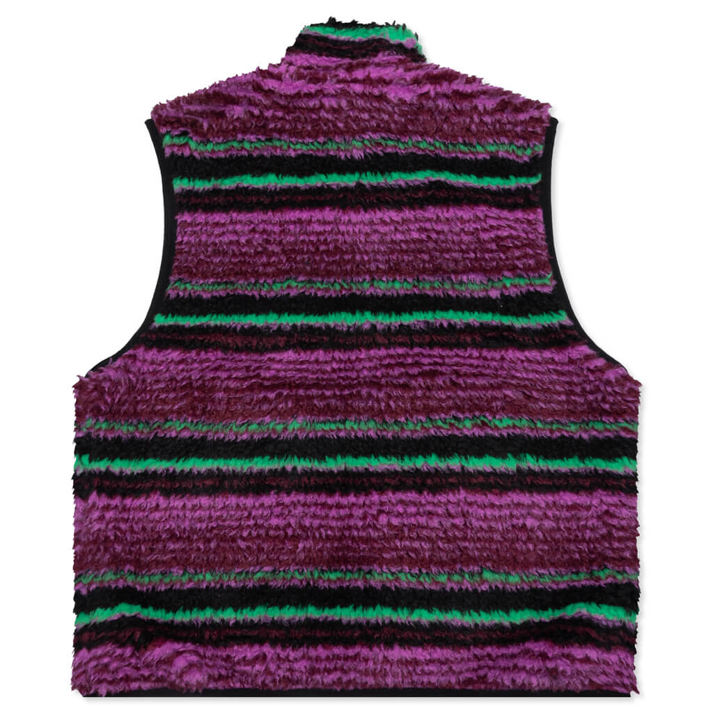Striped Sherpa Vest - Grape