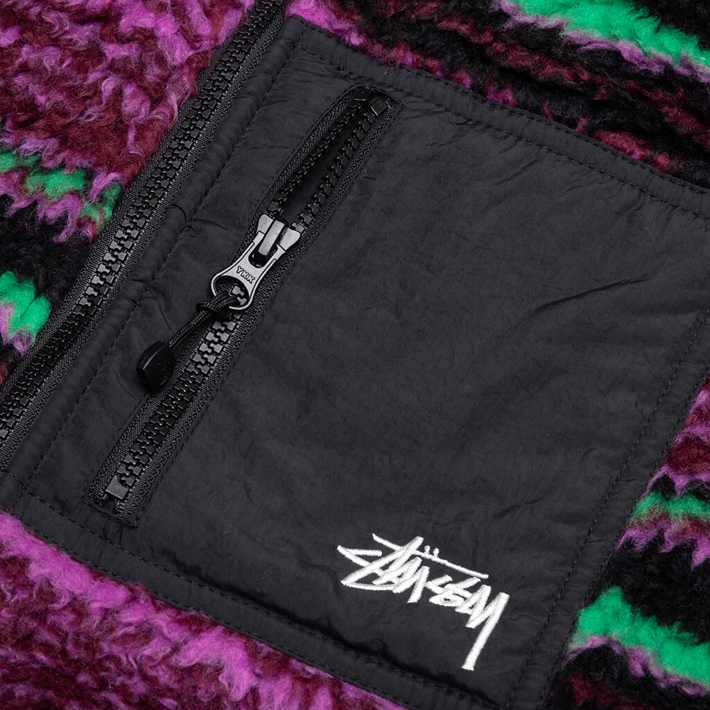 Striped Sherpa Vest - Grape