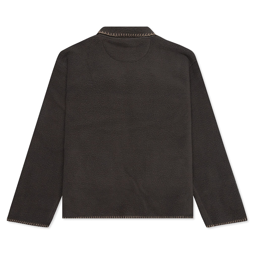 Woodsy Blanket Stitch Fleece - Charcoal