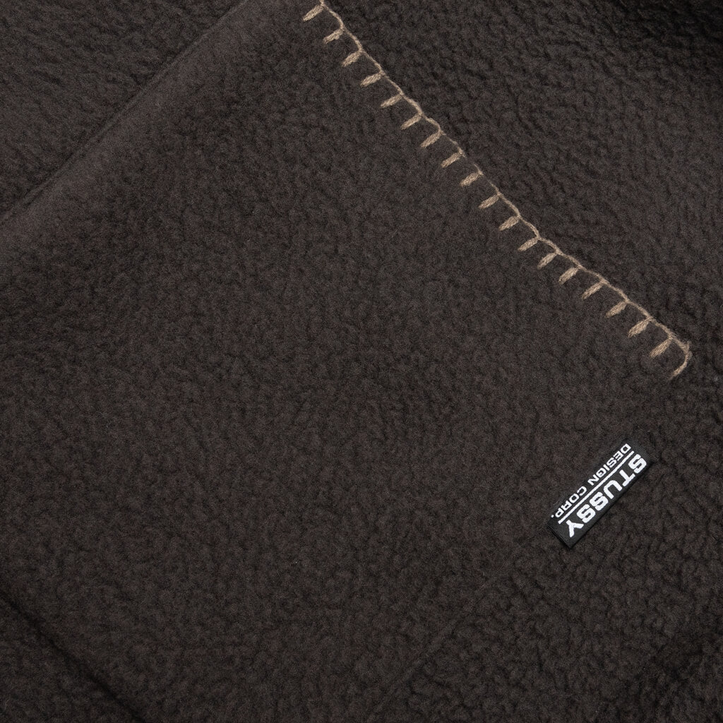 Woodsy Blanket Stitch Fleece - Charcoal