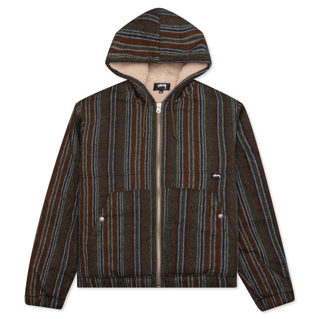 Wool Stripe Work Jacket - Olive