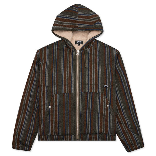 Wool Stripe Work Jacket - Olive