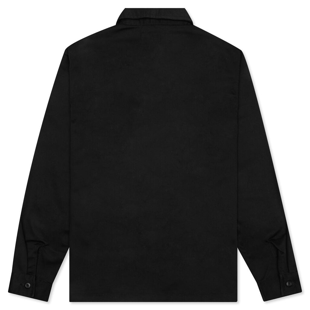 Zip Up Work L/S Shirt - Black