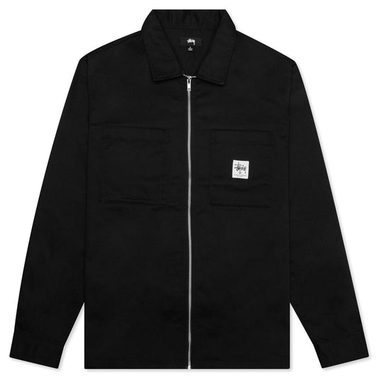 Zip Up Work L/S Shirt - Black