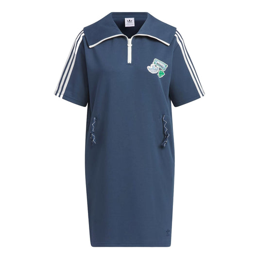 (WMNS) adidas Summer Holiday Graphic Play Knit Dress Asia Sizing 'Navy' IW6305