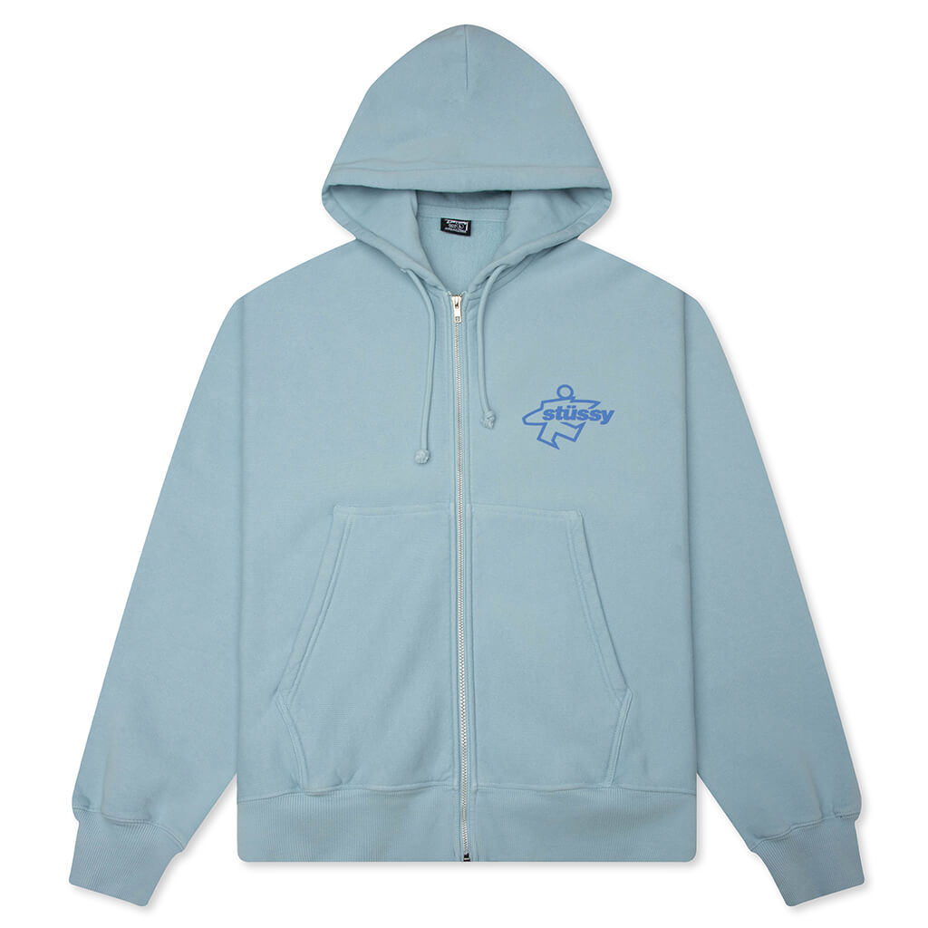 Surf Size Garment Dyed Zip Hood - Sky Blue
