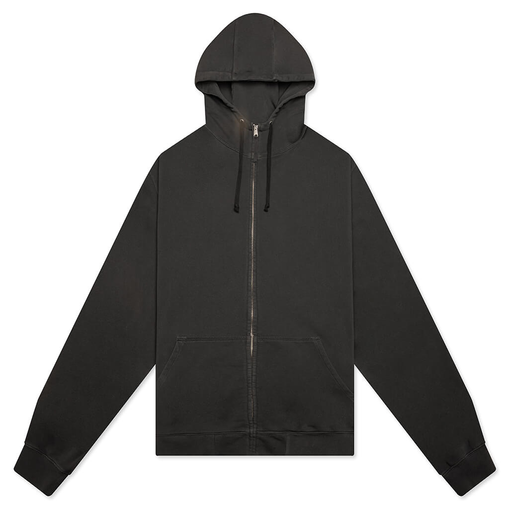 Reverse Applicated Stitch Logo Zipped Hoodie - Charcoal