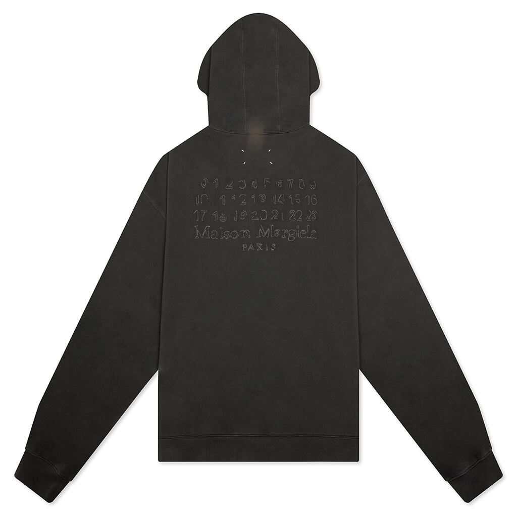 Reverse Applicated Stitch Logo Zipped Hoodie - Charcoal