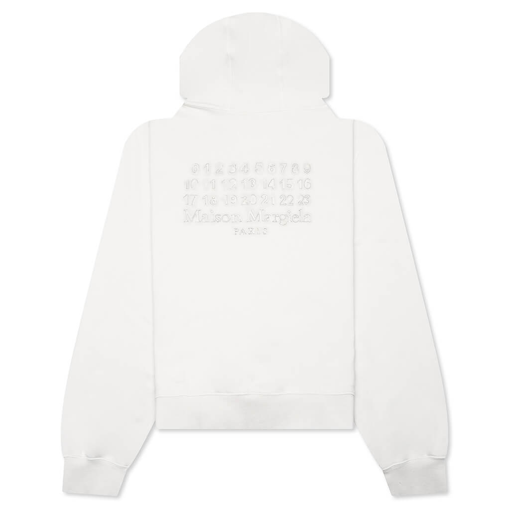 Reverse Applicated Stitch Logo Zipped Hoodie - Ecru