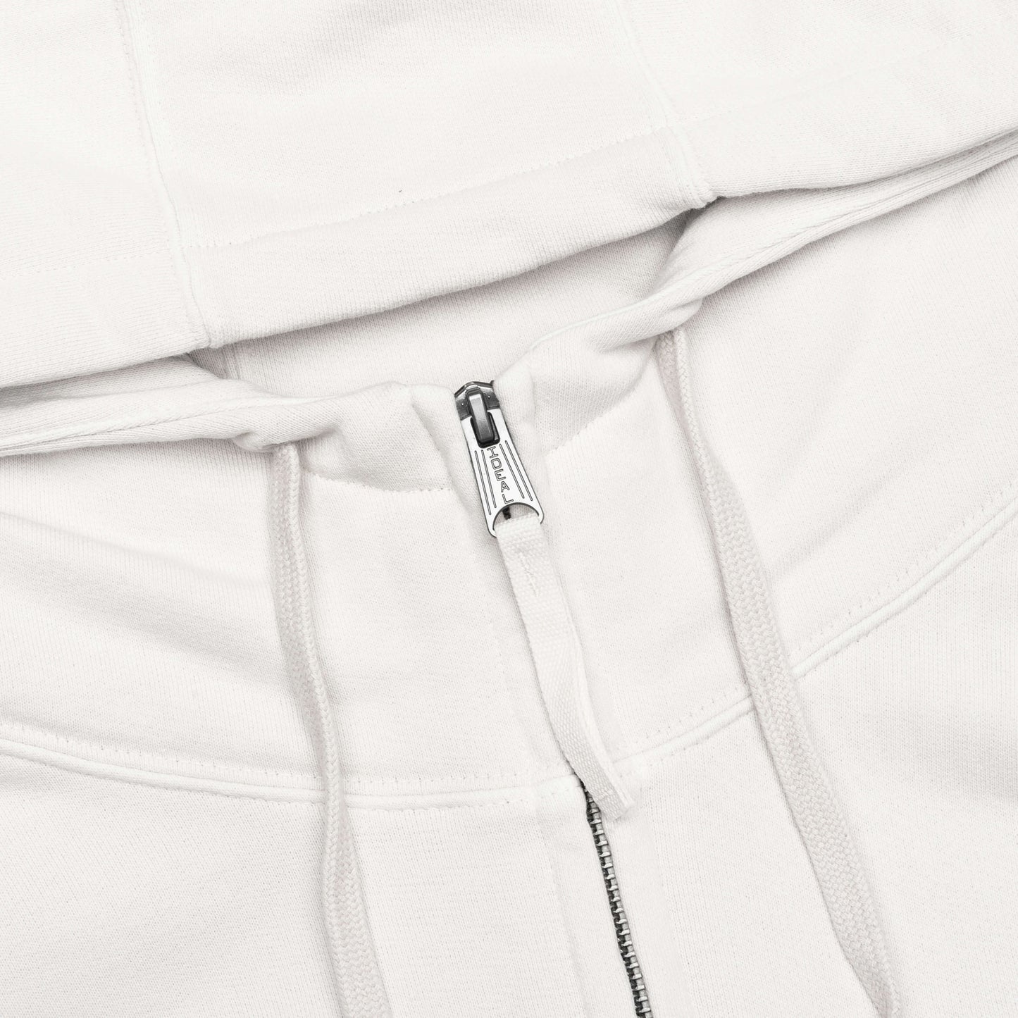 Reverse Applicated Stitch Logo Zipped Hoodie - Ecru