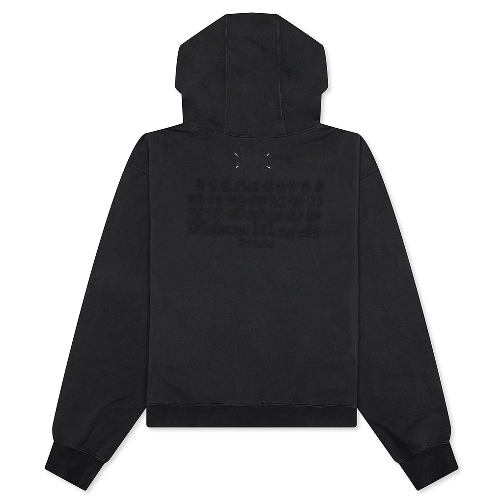 Reverse Applicated Stitch Logo Zipped Hoodie - Washed Black