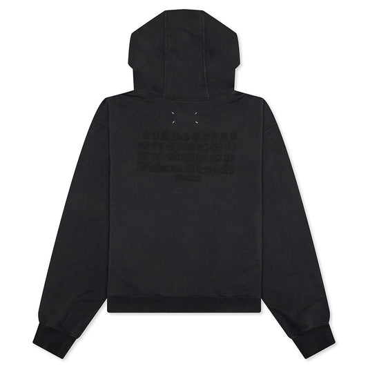 Reverse Applicated Stitch Logo Zipped Hoodie - Washed Black