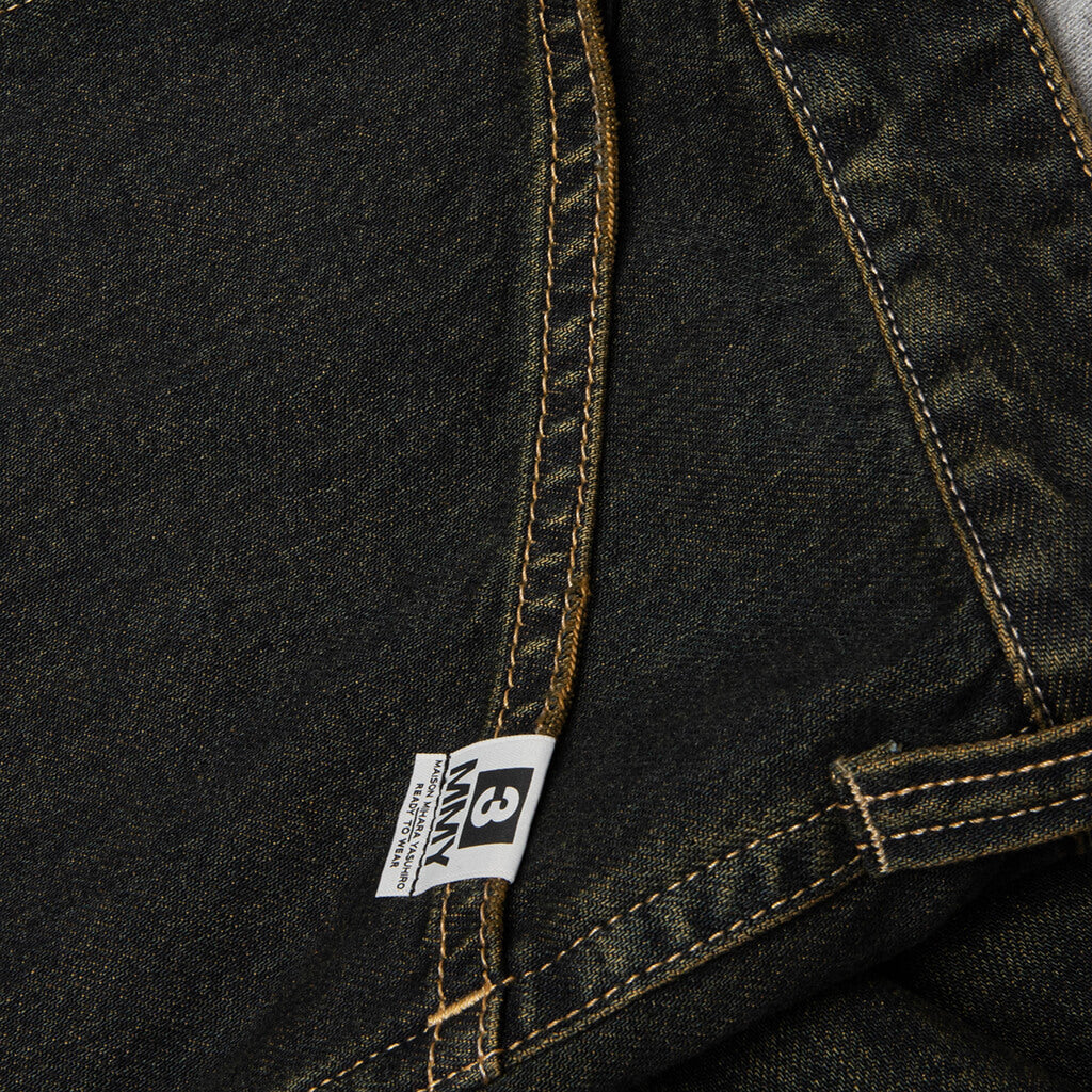 Sweat Pants Combined Denim Pants - Indigo