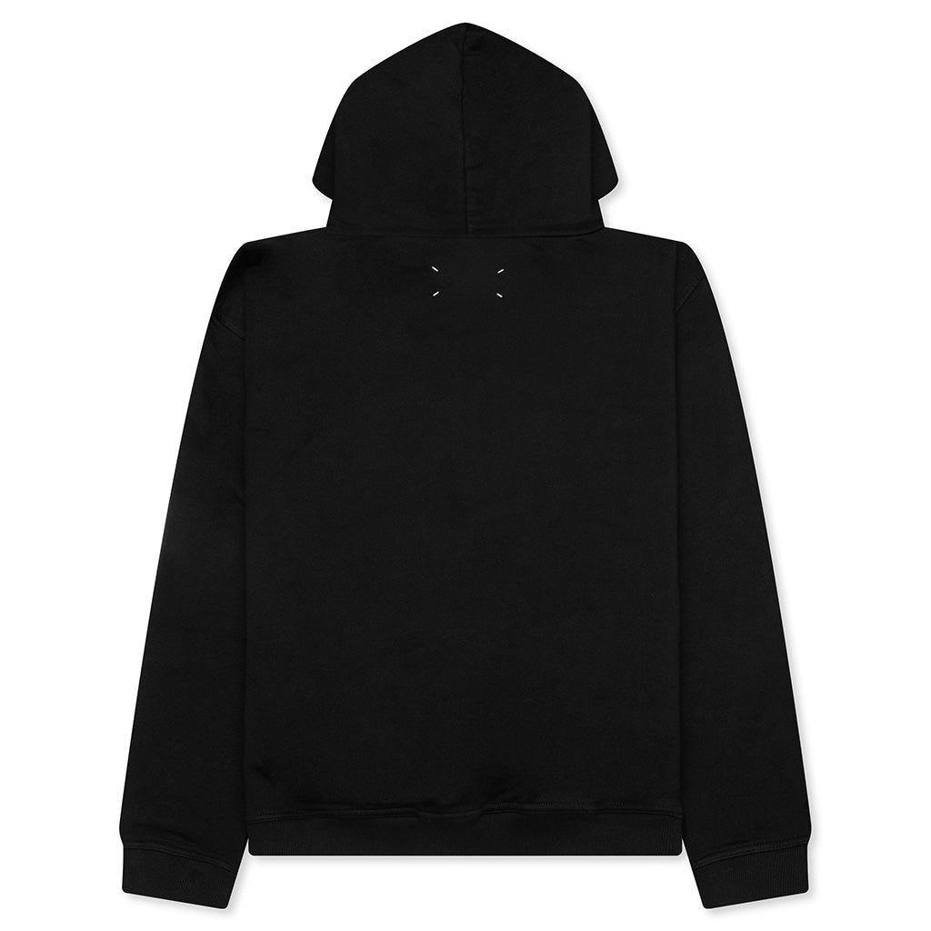 Upside Down Logo Hoodie - Black/White Embroidery