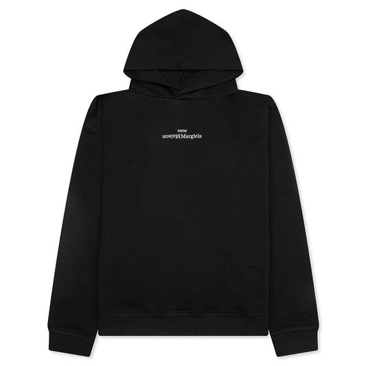 Upside Down Logo Hoodie - Black/White Embroidery