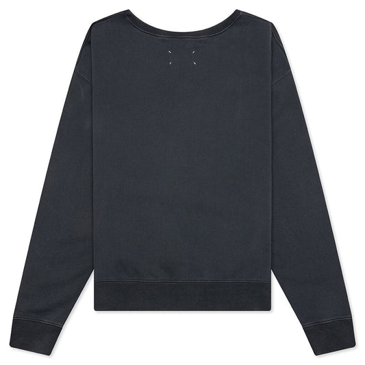 Reverse Applicated Stitch Logo Sweatshirt - Washed Black