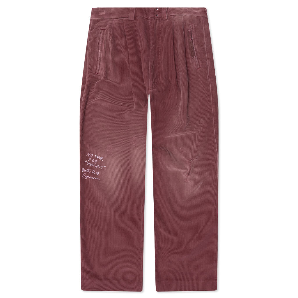 Synanon Cord Pleated Pant - Burgundy