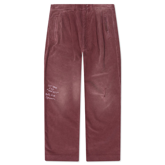 Synanon Cord Pleated Pant - Burgundy