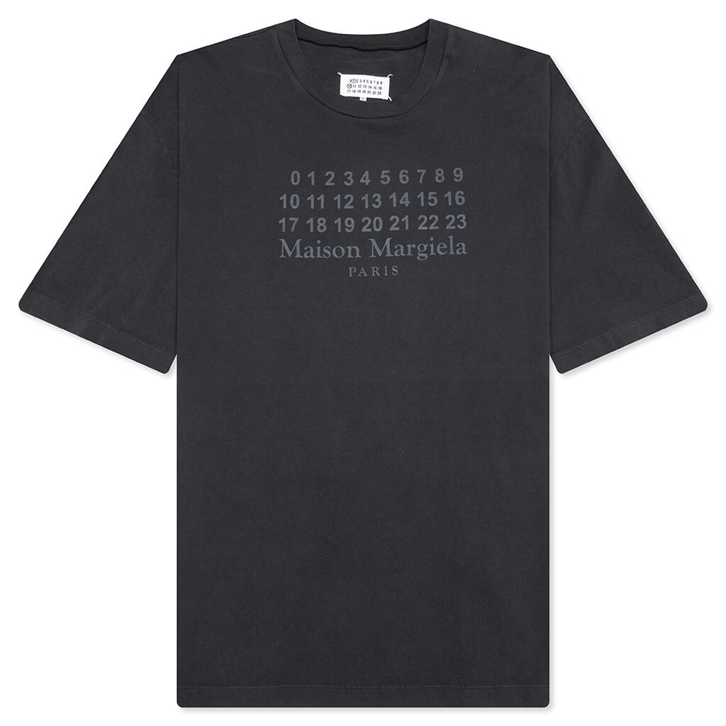Number Logo Cotton T-Shirt - Washed Black